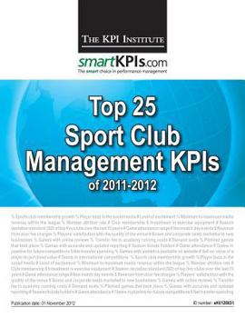 Paperback Top 25 Sport Club Management KPIs of 2011-2012 Book