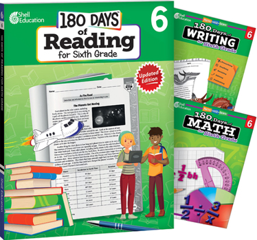 Paperback 180 Days of Reading, Writing and Math Grade 6: 3-Book Set Book