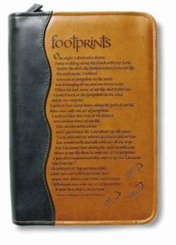 Imitation Leather Italian Duo-Tone Footprints Tan Large Book and Bible Cover [Large Print] Book