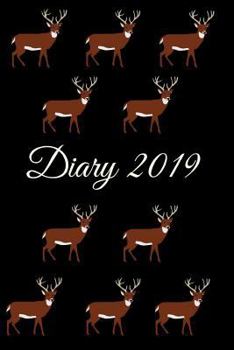 Paperback Diary 2019: Deer Black Background Book