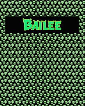 Paperback 120 Page Handwriting Practice Book with Green Alien Cover Bailee: Primary Grades Handwriting Book