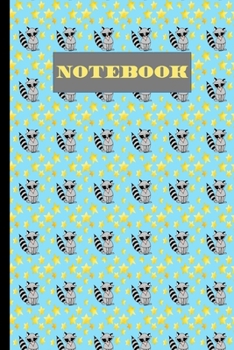 Paperback Notebook: Raccoon And Stars: Seamless Pattern Journal Lined Pages Book
