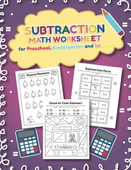 Paperback Subtration Math Worksheet for Preschool, Kindergarten and 1st grade: 25 Fun Designs For Boys And Girls - Educational Worksheets Book