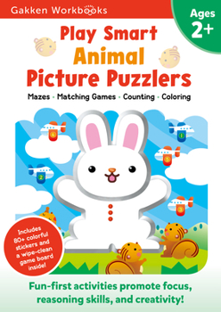 Paperback Play Smart Animal Picture Puzzlers Age 2+: Preschool Activity Workbook with Stickers for Toddlers Ages 2, 3, 4: Learn Using Favorite Themes: Tracing, Book