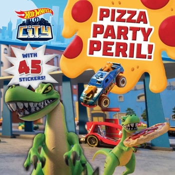Paperback Hot Wheels City: Pizza Party Peril!: Car Racing Storybook with 45 Stickers for Kids Ages 3 to 5 Years Book