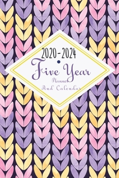 2020-2024 Five Year Planner And Calendar: 5 Year Pocket Monthly Schedule Organizer, 60 Month Calendar with Holidays, Knit Purple