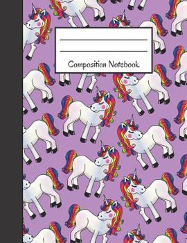 Paperback Composition Notebook: Large Back to School Notebook Purple Unicorn Design (8.5 X 11) Book