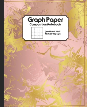 Paperback Graph Paper Composition Notebook: Quad Ruled 5 Squares to 1 Inch Grid Paper Science & Math Graphing Notebook 5x5 7.5 x 9.25" Luxury Rose Gold Book