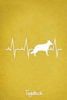 Tagebuch: Gelbes liniertes Deutscher Schäferhund Hunde Journal Herzschlag ca DIN A5 weiß liniert 110 Seiten (German Edition)