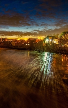 Paperback Notebook: River Aire Castleford Blue Water Night Time Book