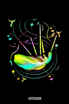 Notebook: Dotted Notizbuch mit Punkteraster A5 - Dudelsack Vögel Notizheft I Schottland Sackpfeife Irisch Musiker Geschenk