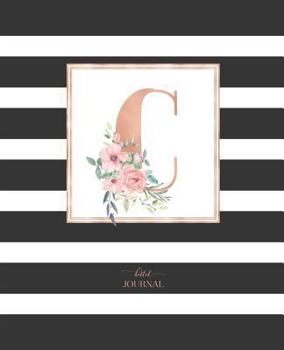 Paperback Dotted Journal: Dotted Grid Bullet Notebook Journal Black and White Stripes Rose Gold Monogram Letter C (7.5 X 9.25) for Women Teens G Book