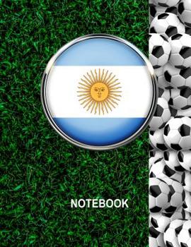 Paperback Notebook. Argentina Flag And Soccer Balls Cover. For Soccer Fans. Blank Lined Planner Journal Diary. Book