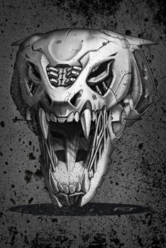 Mechanical Tiger Skull : Bullet Journal * Dotted * Notebook Size 6 X 9 Inches * 120 Pages * Original FD-DESIGN