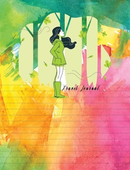 Travel Journal: Dual Design Half Wide Ruled and Half Blank on the same page for Creative Sketchbook Drawing or Doodling & Writing Journal Notebook Organizer with Autumn Concept with women Theme