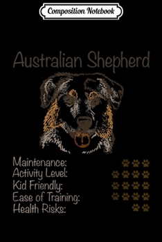 Paperback Composition Notebook: Australian Shepherd paw information Journal/Notebook Blank Lined Ruled 6x9 100 Pages Book