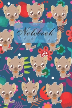 Paperback Notebook: Cute Marten And Floral (Blue Cover) - Diary / Notes / Track / Log / Journal, Book Gifts For Women Men Kids Teens Girls Book