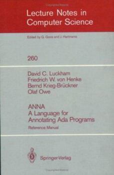 Paperback Anna a Language for Annotating ADA Programs: Reference Manual Book
