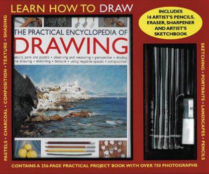 Hardcover The Practical Encyclopedia of Drawing Kit: Learn How to Draw: A 256-Page Instruction Book, 15 Artist's Pencils, Eraser, Sharpener and Artist's Sketchb Book