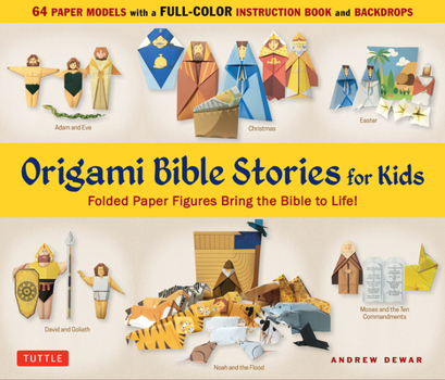 Paperback Origami Bible Stories for Kids Kit: Folded Paper Figures and Stories Bring the Bible to Life! 64 Paper Models with a Full-Color Instruction Book and 4 Book