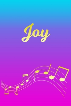 Paperback Joy: Sheet Music Note Manuscript Notebook Paper - Pink Blue Gold Personalized Letter J Initial Custom First Name Cover - Mu Book