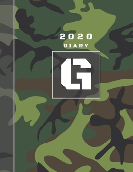 Paperback Personalised 2020 Diary Week To View Planner: A4 Letter G Dark Green And Black Camo Camouflage Organiser And Planner For The Year Ahead, School, Busin Book