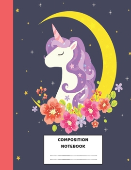 Paperback Composition Notebook: Unicorn Purple College Ruled Lined Pages Book, 8.5 x 11, 110 pages Book
