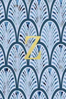 Z: Blue art deco print with gold lettering initial notebook jotter