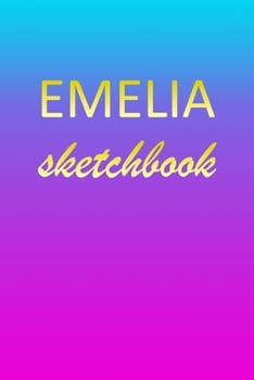 Emelia: Sketchbook | Blank Imaginative Sketch Book Paper | Pink Blue Gold Custom Letter E Personalized Cover | Teach & Practice Drawing for ... Doodle Pad | Create, Imagine & Learn to Draw