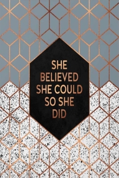 Paperback She Believed She Could So She Did: A Gratitude Journal to Win Your Day Every Day, 6X9 inches, Geometric Design & Inspiring Quote on Black matte cover, Book