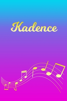 Paperback Kadence: Sheet Music Note Manuscript Notebook Paper - Pink Blue Gold Personalized Letter K Initial Custom First Name Cover - Mu Book