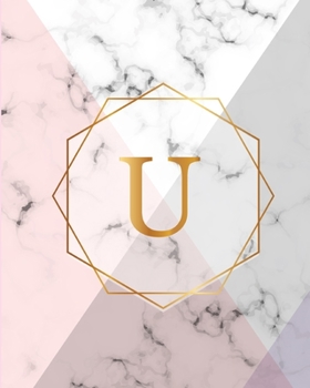 U: Initial Gift Luxury Marble Glossy Pink Purple Faux Gold Print Notebook (Initial Marble Notebooks)