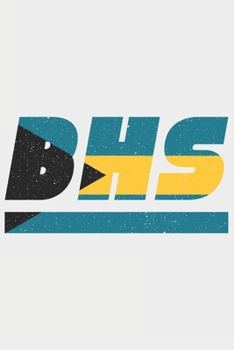 BHS: Bahamas notebook with lined 120 pages in white. College ruled memo book with the bahamas flag