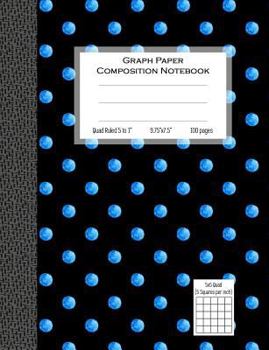 Paperback Graph Paper Composition Notebook, Quad Ruled 5 Squares Per Inch, 100 Pages: Blueberries Polka Dot Cover, Black & Blue Graph Composition Book, 9.75 In. Book