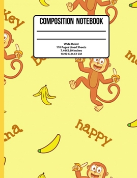 Composition Notebook Wide Ruled: Monkey 110 Pages