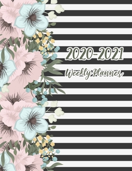 Weekly Planner: 2 Year calendar and Planner Organizer | For To do list Planners and Academic Agenda Schedule Organizer. Floral and Line Background Cover