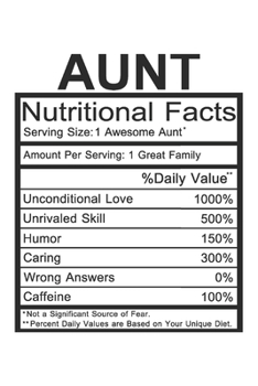 Paperback Aunt: Aunt Gift - Funny Notebook Journal Featuring Nutritional Facts About Aunt Book