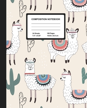 Paperback Composition Notebook: Llamas - Wide Ruled Paper Journal - Blank Lined Workbook for Teens Kids Students Girls, for Home School & Writing Note Book