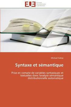 Paperback Syntaxe Et Sémantique [French] Book