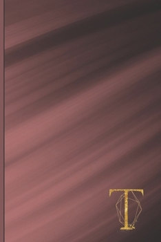 T: Professional Personalized Initial T, Office or Home Journal with Wine Sweep Colored Printed Cover