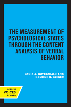 Paperback The Measurement of Psychological States Through the Content Analysis of Verbal Behavior Book