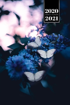 Butterfly Butterflies Insect Week Planner Weekly Organizer Calendar 2020 / 2021 - Blue Flowers: Cute Wildlife Animal Pet Bullet Journal Notebook Diary in 6” x 9” Inch Pocket Size