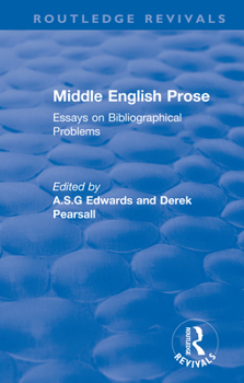 Paperback Middle English Prose: Essays on Bibliographical Problems Book