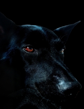 Black Dog Black Paper Journal: Dot Grid Notebook with Dotted Black Pages | Scary Black Hound Dog with Red Eyes | Large Black Notebook to Write, Draw ... Ink Wax Pens (Black Pages Dotted Journals)