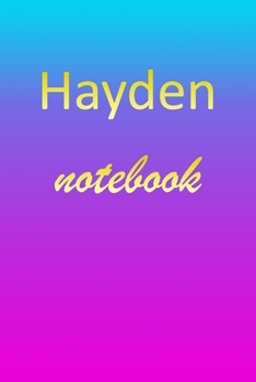 Hayden: Blank Notebook | Wide Ruled Lined Paper Notepad | Writing Pad Practice Journal | Custom Personalized First Name Initial H Blue Purple Gold  | ... Homeschool & University Organizer Daybook