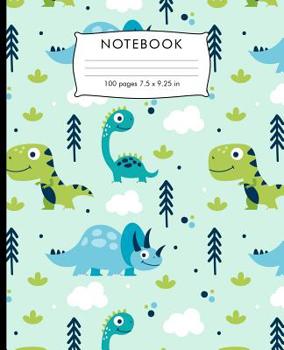 Paperback Notebook: Colorful dinosaurs pattern Composition Notebook with Cursive Paper. 100 pages Cursive Paper Book 7.5 x 9.25 inches for Book
