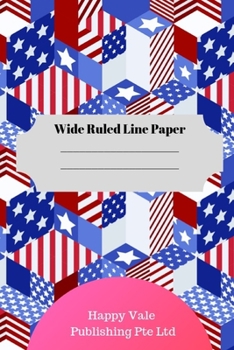Paperback American Flag Theme Wide Ruled Line Paper Book
