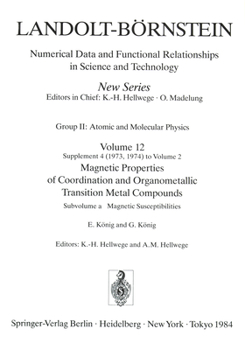 Hardcover Magnetic Susceptibilities / Magnetische Suszeptibilitäten [German] Book