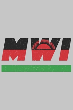 MWI: Malawi notebook with lined 120 pages in white. College ruled memo book with the malawian flag