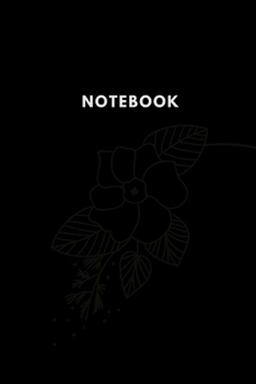 Paperback Notebook: Black Flower Lined Journal Notebook Minimal Design Diary Book